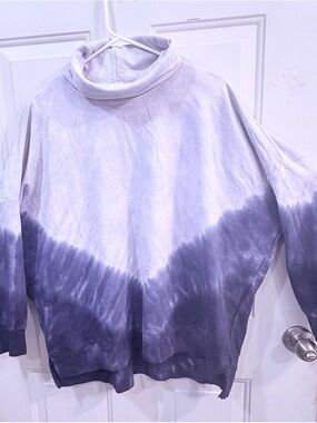 Tie-Dye High Neck Pullover Sweatshirt - Lavender to Deep Purple by pink
